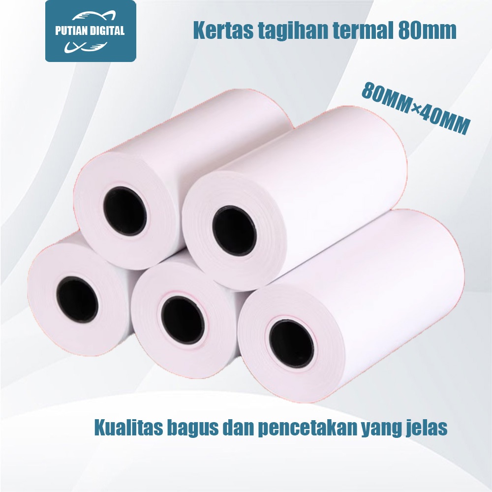 

PUTIAN POS Thermal Paper Roll 80×40 Thermal Bill Paper 5 rolls/10 rolls/15 rolls/20 rolls
