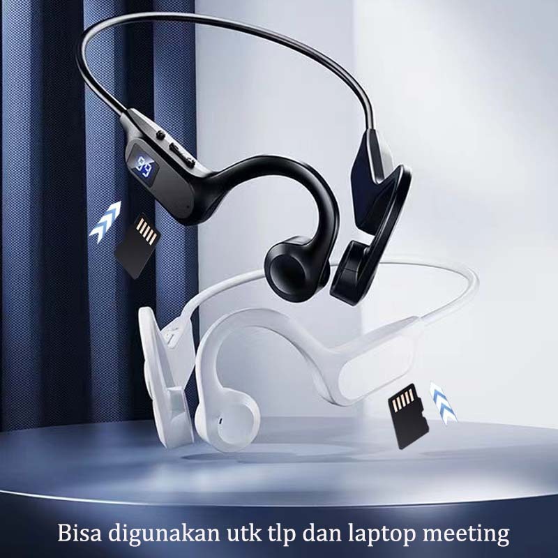 Mp3 headset memory card/Earphone Bluetooth Nyata/Kenakan di leher belakang/Olahraga/Permainan/Dengan