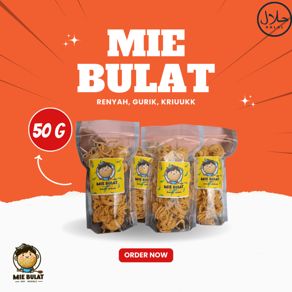 

Mie Bulat Renyah Premium Rasa Daun Jeruk