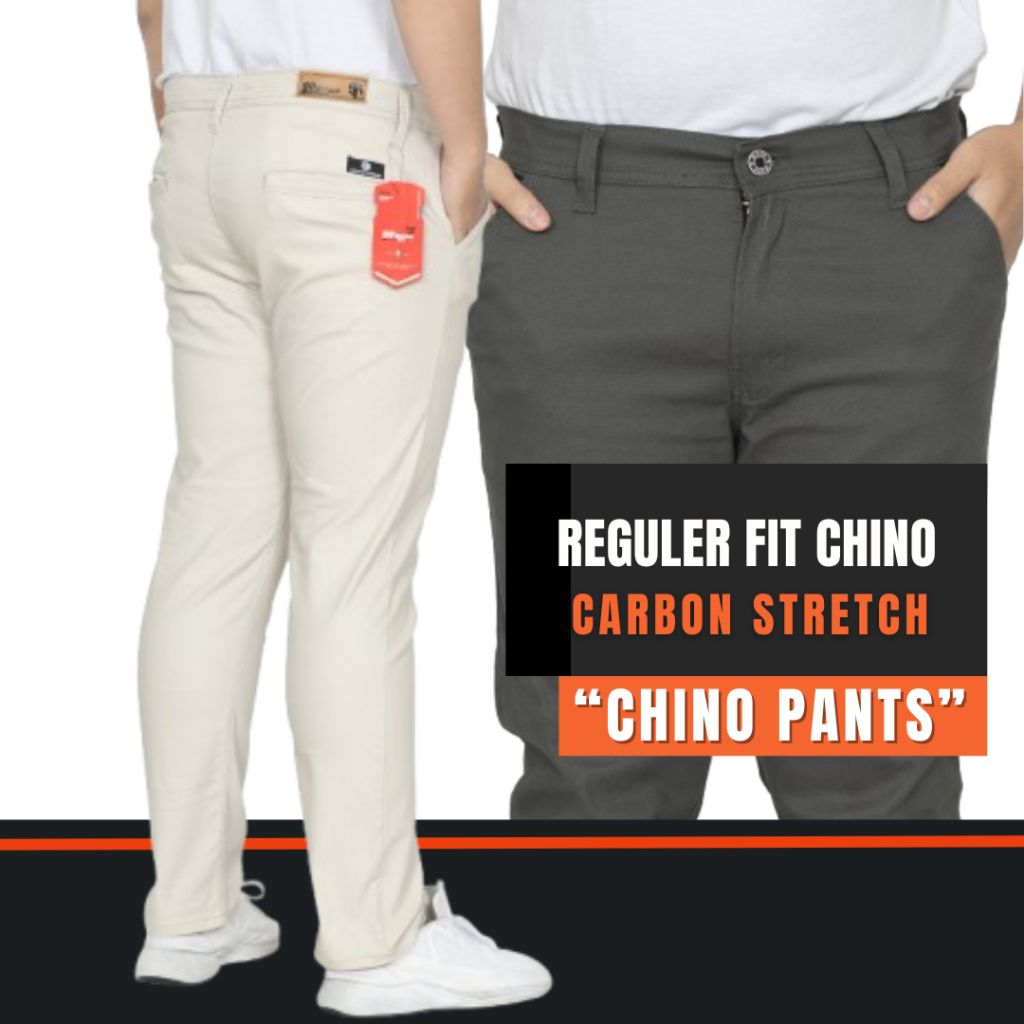Celana Chinos Panjang Pria Reguler Fit Carbon Elastis Bahan Melar Big Size Jumbo Premium Size 28-44