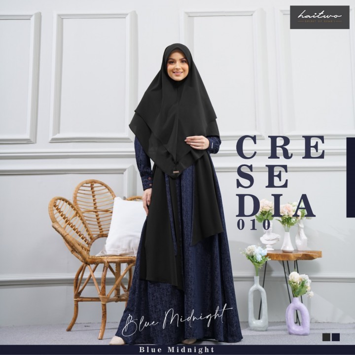 GAMIS HAIHAI HAITWO CRESEDIA 010 10 RED CRANBERRY BLUE MIDNIGHT FASHION DRESS BAJU BUSANA MUSLIM WAN