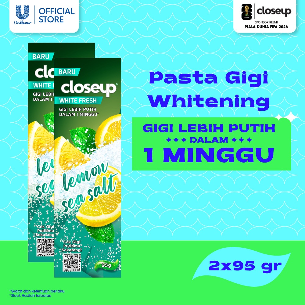 Closeup White Attraction Natural Smile 100gr Close Up Pasta Gigi Pemutih Lemon Twinpack