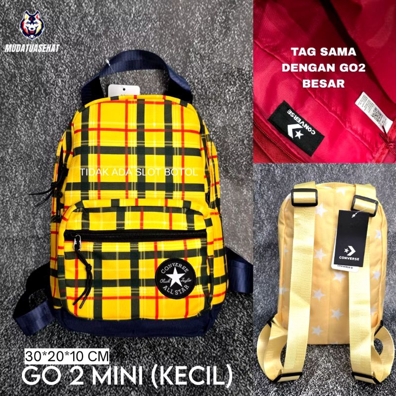 TAS CONVERSE MINI WARNA KUNING KOTAK KOTAK BASIC GO 2 CANVAS BACKPACK