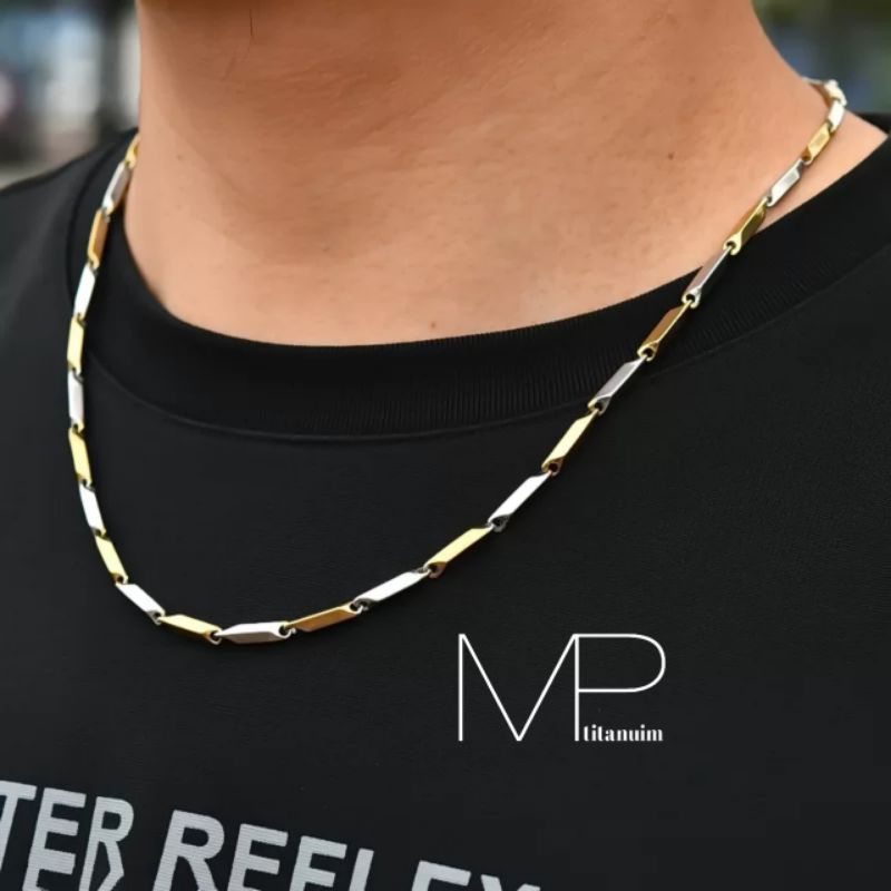 kalung titanium anti karat model padi/kalung pria wanita/kalung anti karat