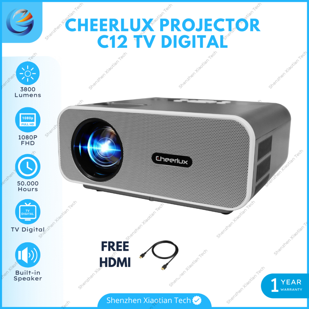 Proyektor C12 DVBT2 Tv Digital 3800 Lumens | Proyektor Cheerlux C12 TV Digital 1080P