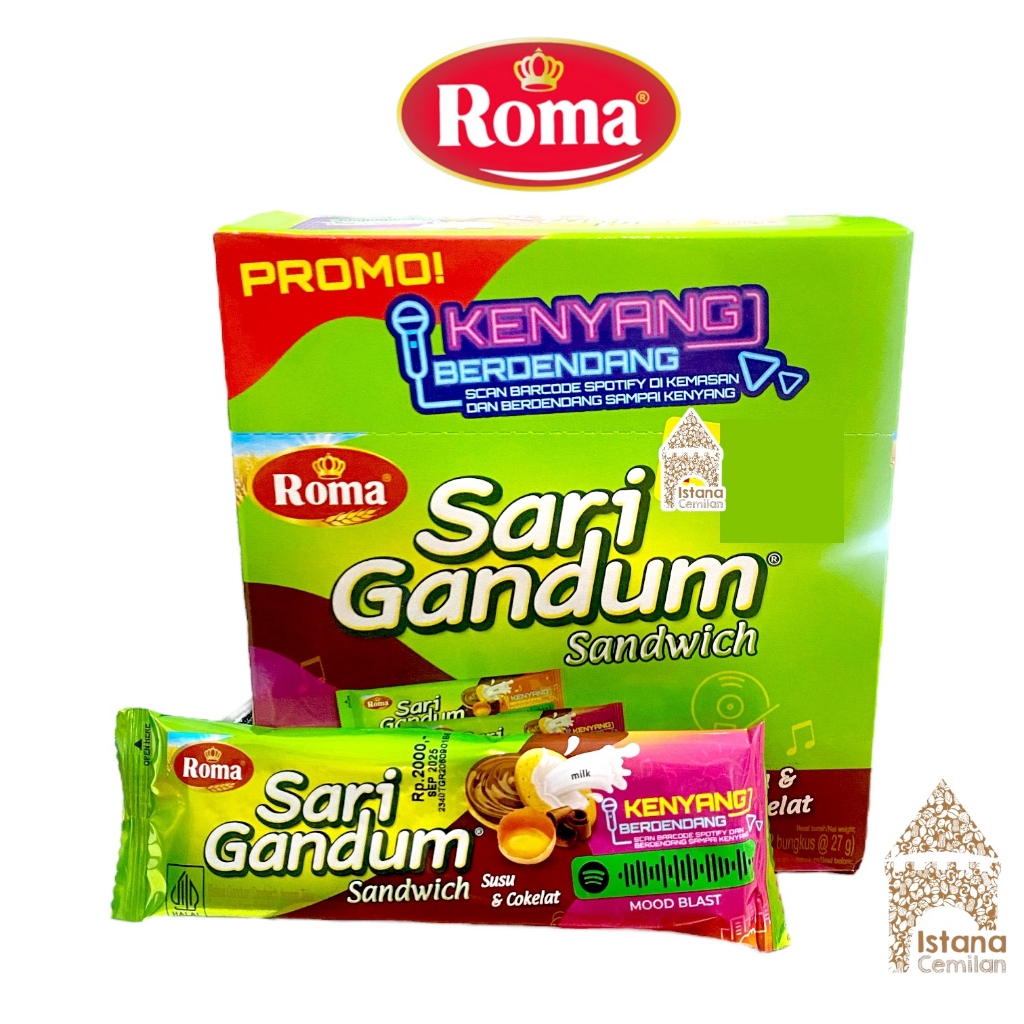 

Roma Sari Gandum Sandwich Susu & Cokelat (isi 12pcs)