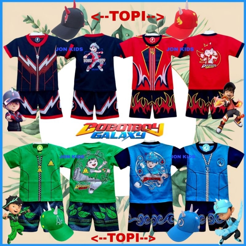SETELAN BAJU KOSTUM BOBOIBOY ANAK LAKI LAKI HALILINTAR/API/AIR/DAUN SETELAN BOBOIBOY TERLENGKAP