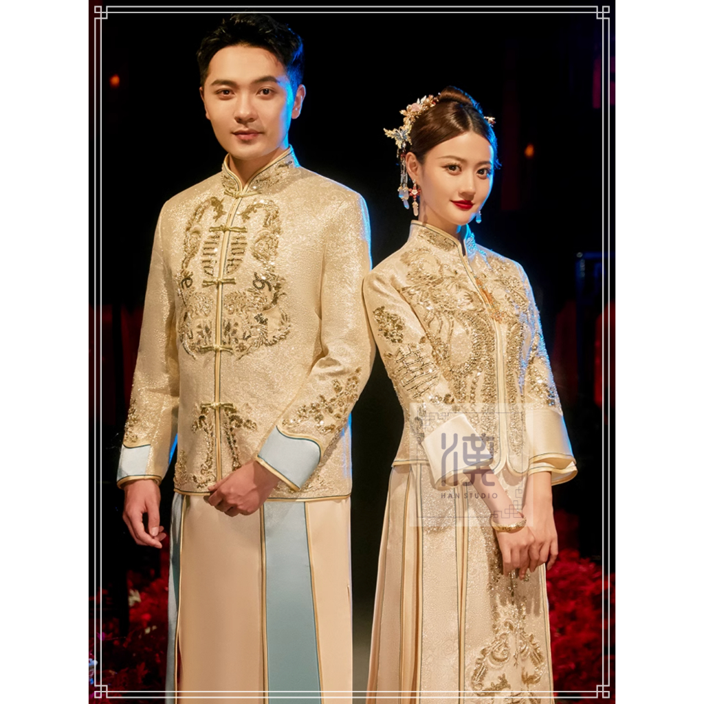 CHEONG SAM PRIA CHINESE BAJU SANGJIT GOLD NAGA CHEONGSAM HS1201