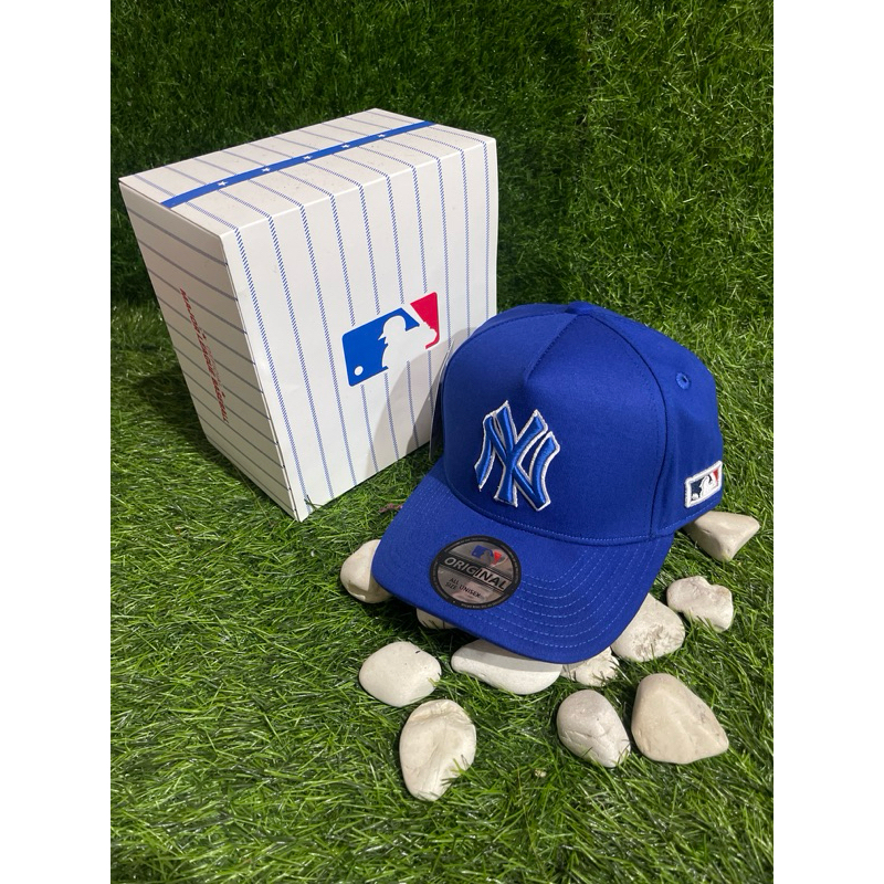 IDE CLOTHES Logo NY Biru List Putih Bahan Biru Topi Premium MLB Unisex