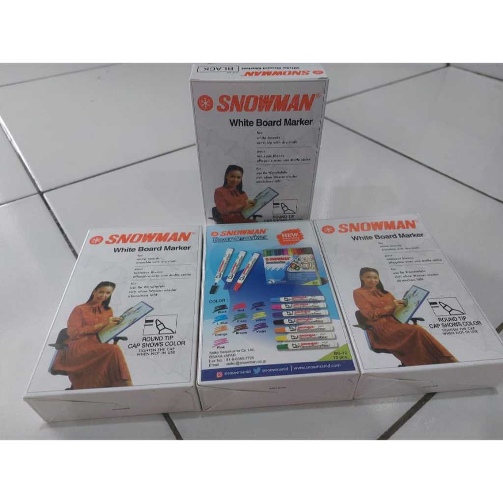 

D3W! Spidol whiteboard/Papan Tulis/Bisa dihapus/tidak permanen snowman BG-12 isi 12pcs