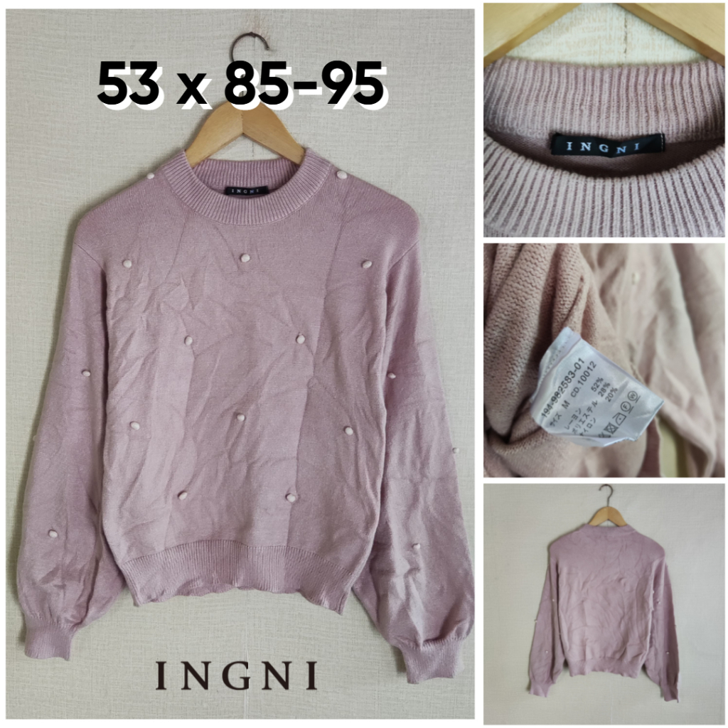 Sweater INGNI Coklat Size M Wanita Atasan Cewek Outer Knit Bahan Empuk Lembut Tebal GF601