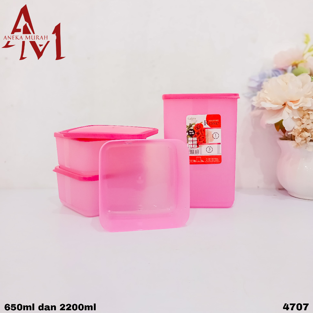 CALISTA ASAHI ROSE SEALWARE SET ISI 4 ( 4707 ) 650ML DAN 2200ML