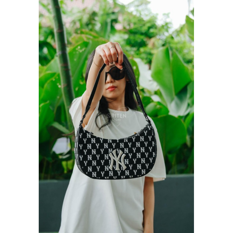 MLB Korea Hobo Bag Monogram Black Original