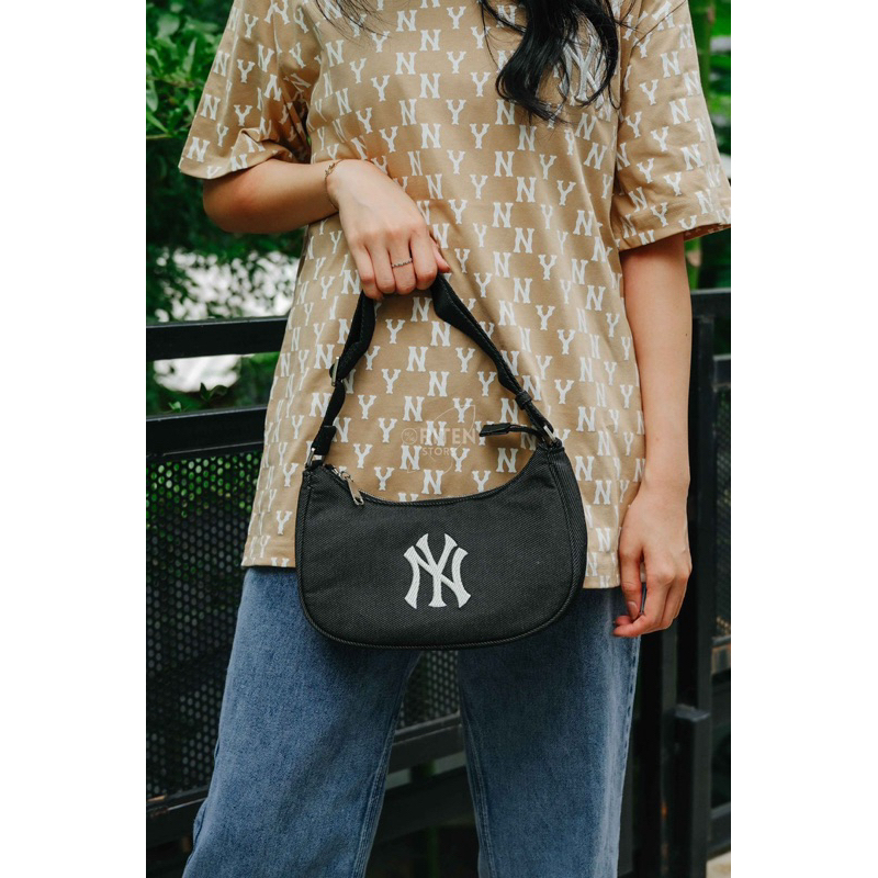 MLB Korea NY Yankees Hobo Bag Denim Black Original