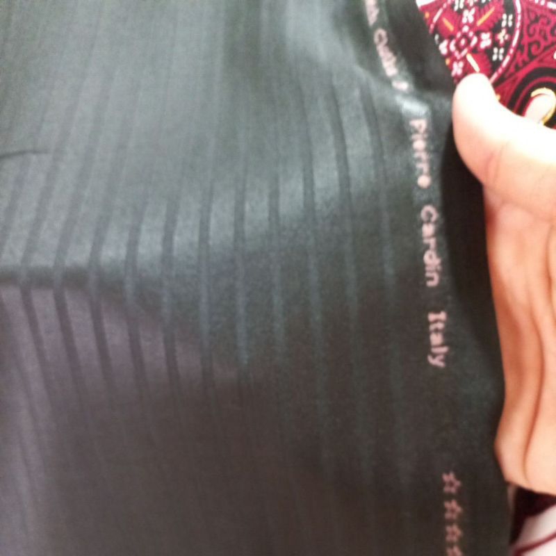 kain celana baju jas meteran motif garis hitam strech PIERRE CARDIN halus tebal