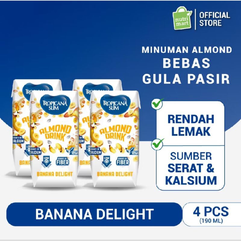 

Tropicana Slim Almond Drink Banana Delight (4 Pcs x 190 ML)