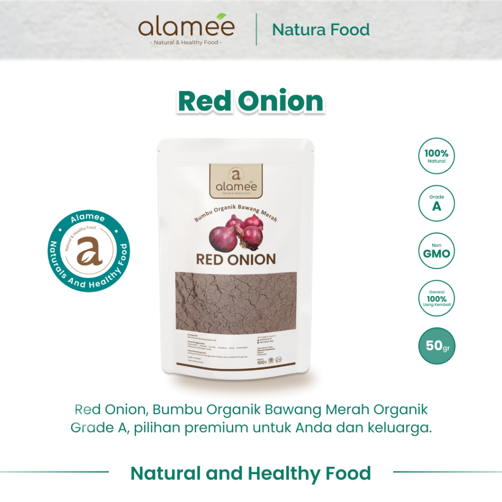 

ALAMEE Bubuk Bawang Merah Red Onion Powder Bumbu Dapur Organik Masak Seasoning 50 Gram