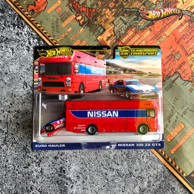 [ HRV44 ] Hot Wheels Team Transport Premium Euro Hauler & '94 Nissan 300 ZX GTS - Mainan Mobil Balap