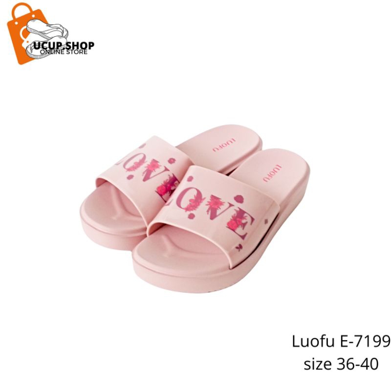 LUOFU SANDAL SLOP WANITA | LUOFU E-7199 SLIP ON WANITA LOVE DEWASA