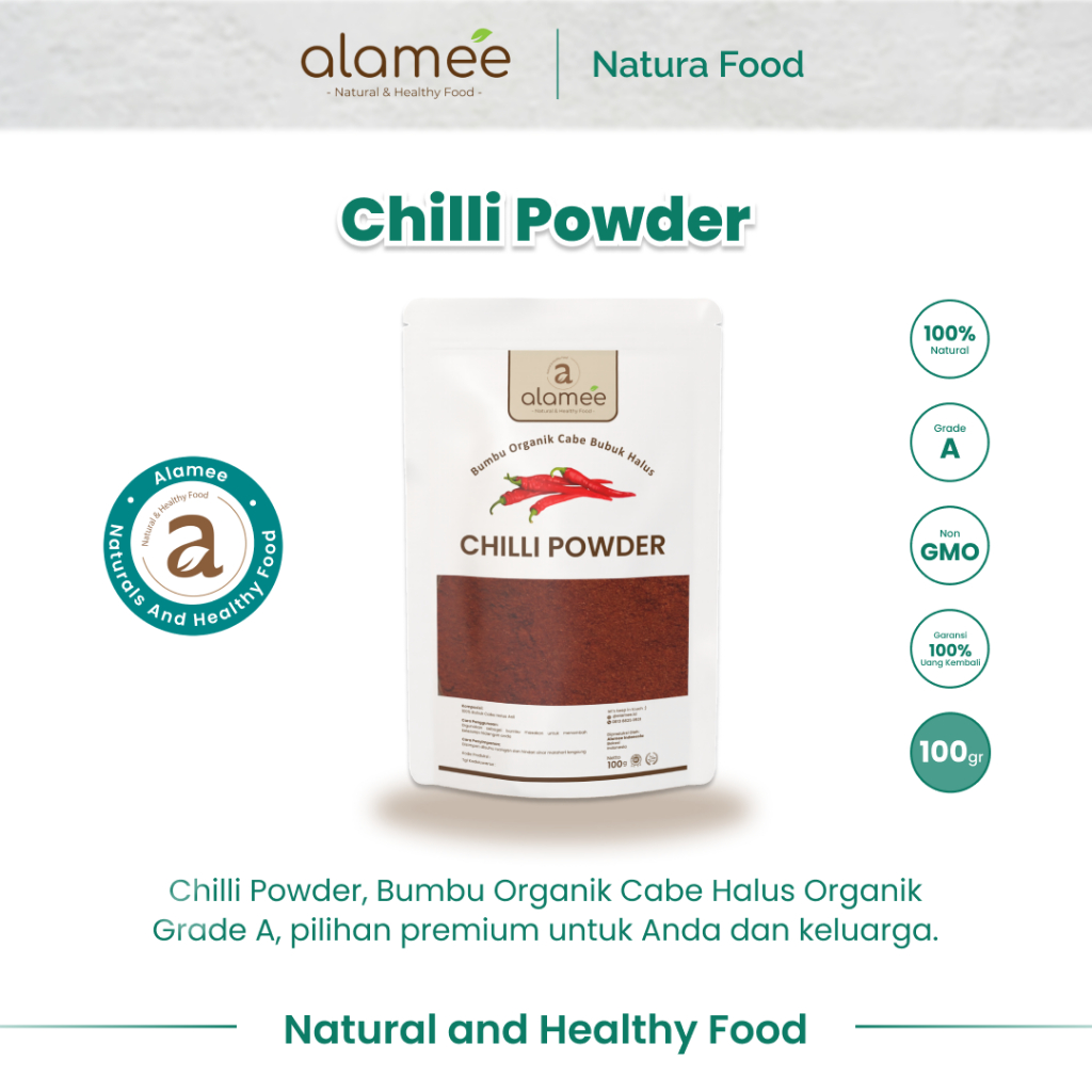 

ALAMEE Bubuk Cabe Halus Bumbu Dapur Instan Chilli Powder Chili Cabai Seasoning Organik 100 Gram kebunsubur Kebunsubur