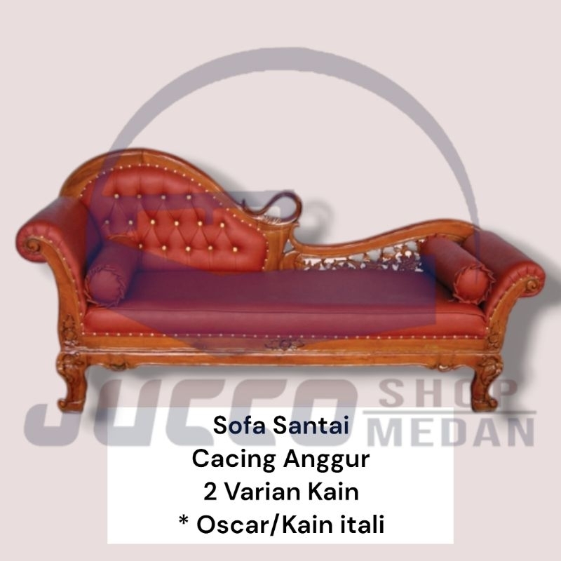 [ Jucco ] Sofa Santai Jepara Ukir Murah - Sofa Tamu Kayu Jepara Kain Itali - Sofa Santai Kayu Jepara