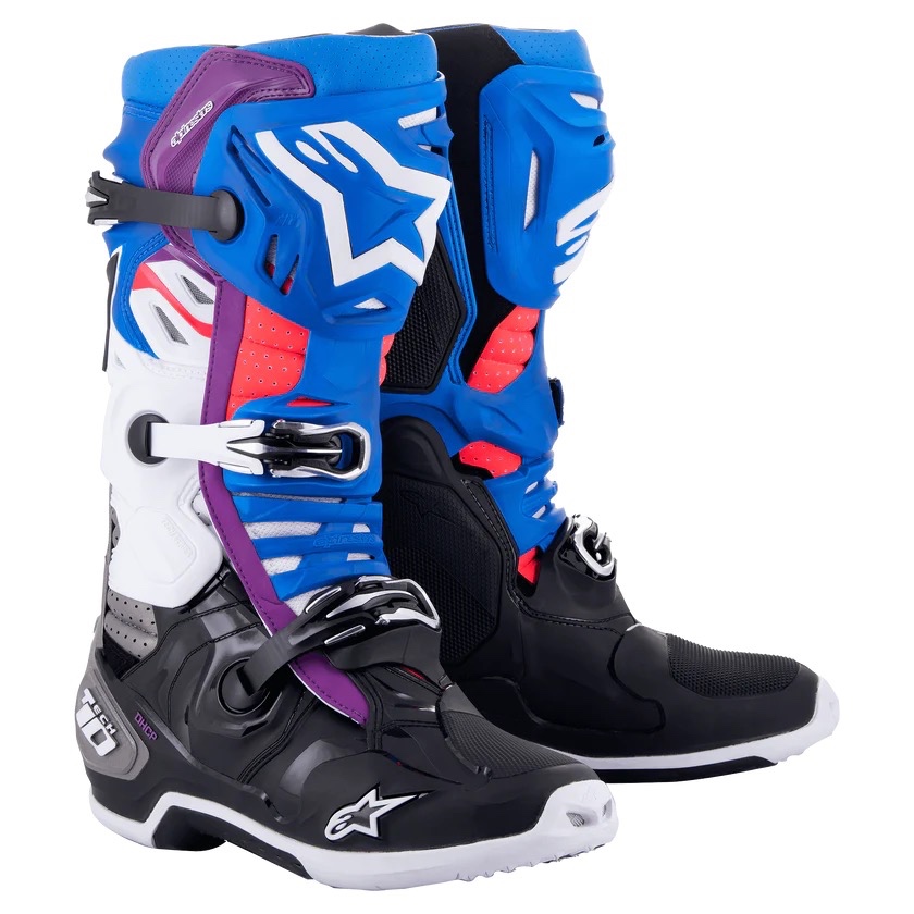 ALPINESTARS TECH 10 SUPERVENTED BLACK ENAMEL BLUE BOOTS ALPINESTARS TECH 10 SUPERVENTED ENAMEL BLUE 
