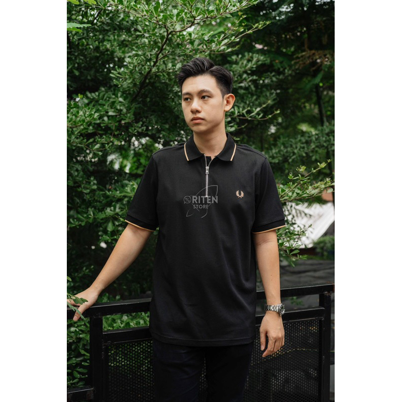 Fred Perry Gold Tipped Crepe Pique Polo Black Original / Baju Kaos Polo Fredperry Authentic