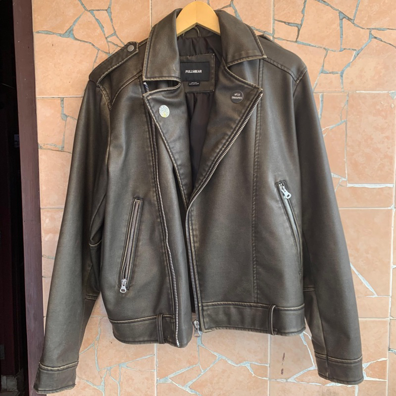 Jaket Kulit Sintetis Pull&Bear Original