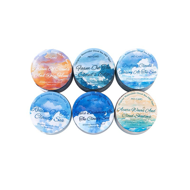 

(1FA) washi tape selotip transparan motif awan sunset cloud pantai ombak wave beach