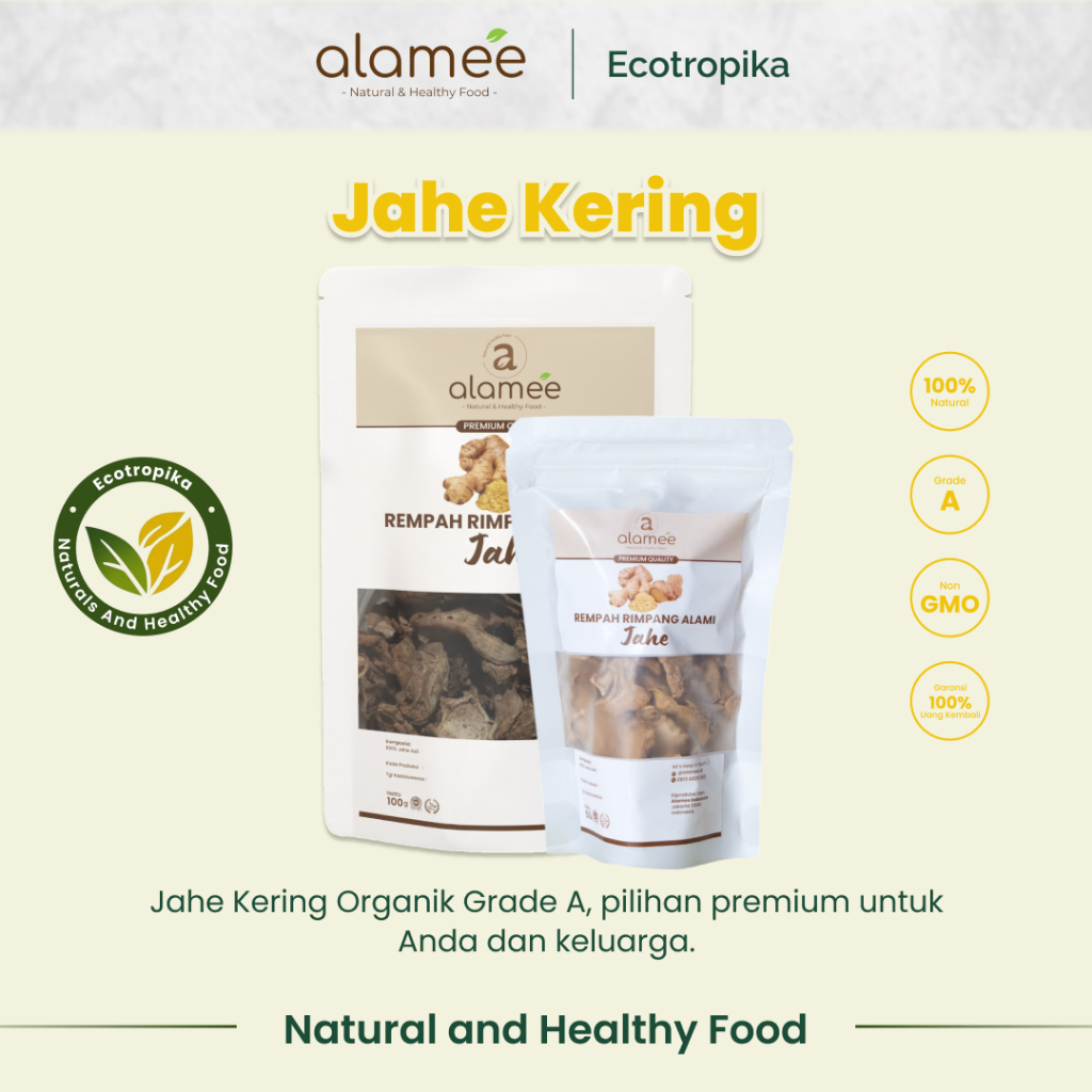 

Jahe Kering Iris Dried Ginger Rempah Rimpang Organik Alami Bumbu Dapur Masakan 50gr 100 gr