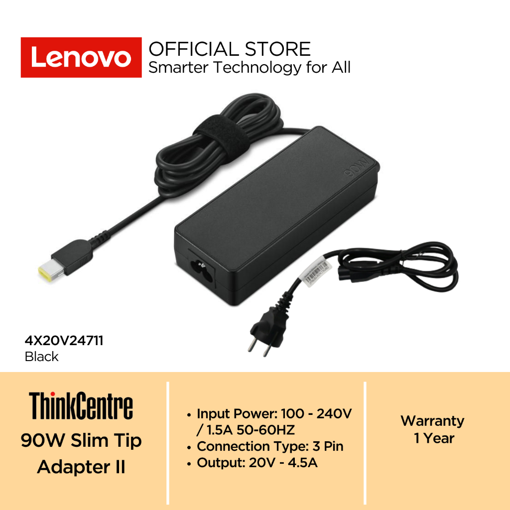 Lenovo ThinkCentre 90W Slim Tip AC Adapter Output 20V 4.5A Charger PC 4X20V24711 Garansi 1 Tahun