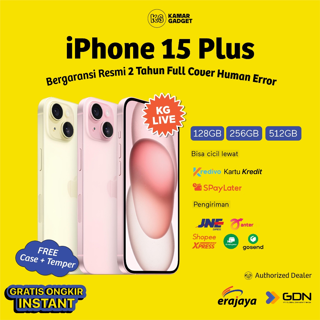 (KG LIVE) iPhone 15 Plus Second Seken iBox | New Baru Garansi Resmi 128GB 256GB 512GB Pink Green Blu