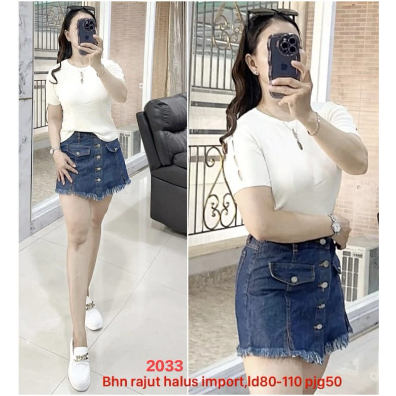2033 RAJUT IMPORT HONGKONG , ATASAN WANITA IMPORT , ATASAN RAJUT WANITA , KAOS WANITA IMPORT , FASHI