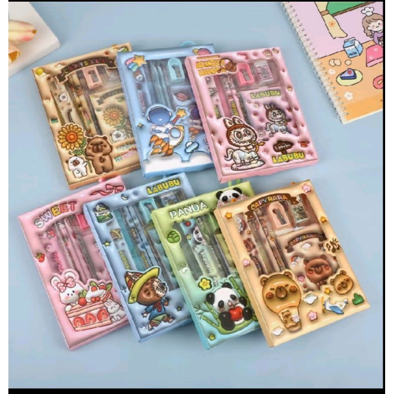 

kotak pensil kotak set sanrio kuromi cinamoro melodi/set alat tulis 6 in 1 motif Sanrio