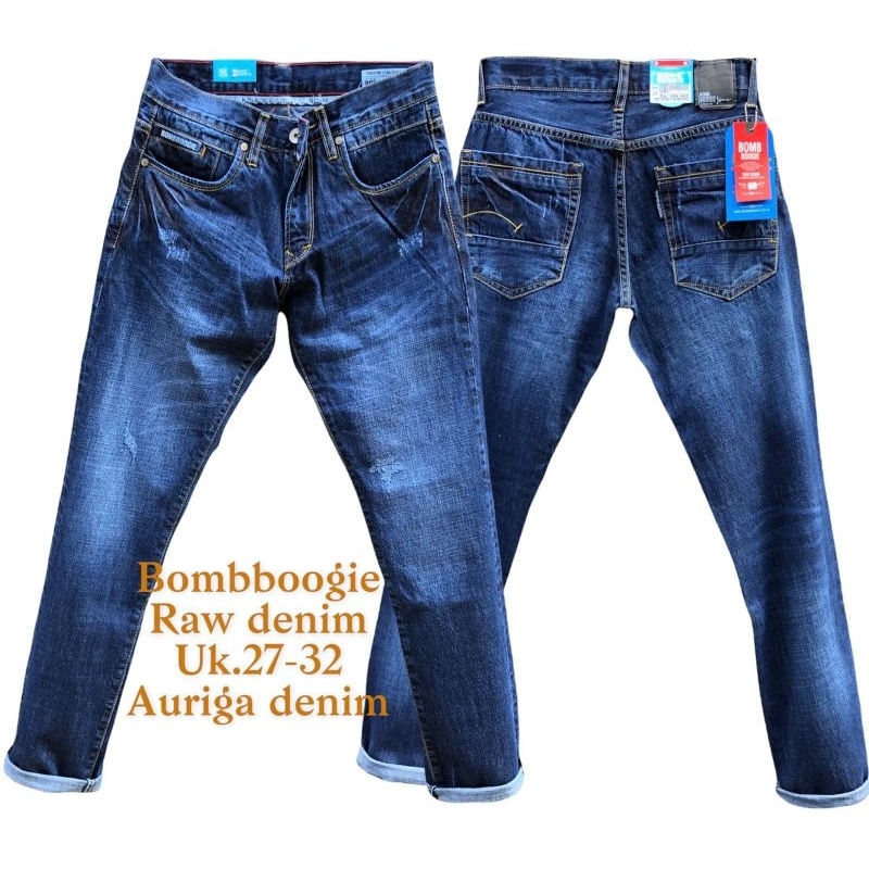 Celana Jeans Pria Panjang Type Sleting Terbaru Model Standar Reguler Embors Blue Dark