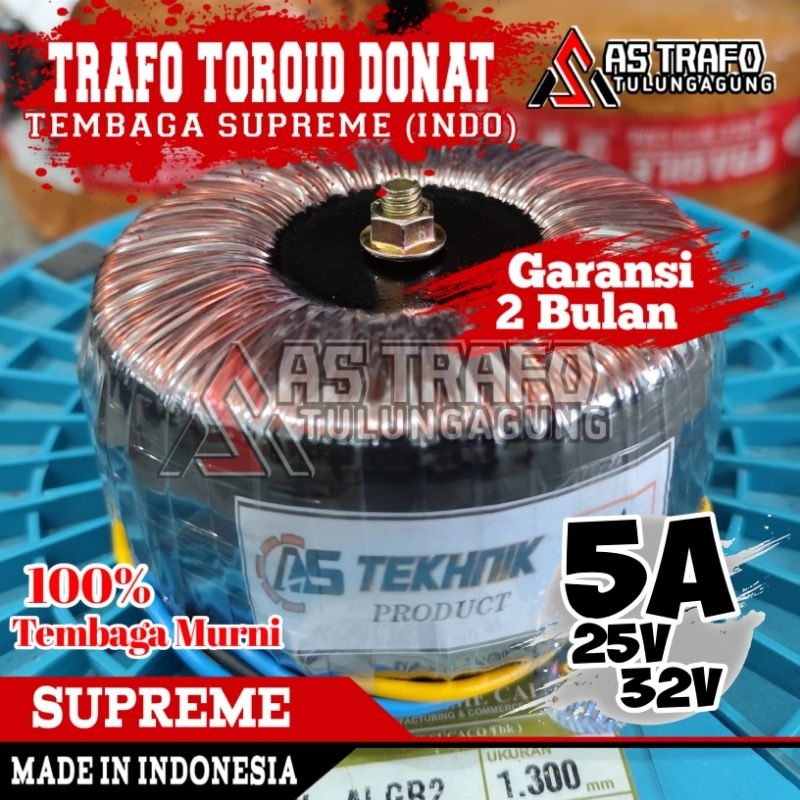 TRAFO TOROID DONAT 5A CT 32v-25v murni