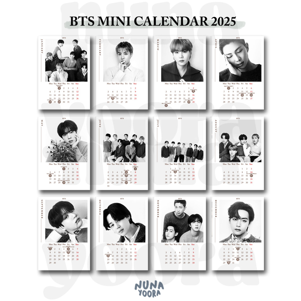 

KPOP BTS-SEVENTEEN-NCT DREAM-NEW JEANS-ENHYPEN-TXT AESTHETIC MINI CALENDAR 2024 - kalender meja estetik kpop 2025 kalender BTS bangtan 2025 - kpop merch