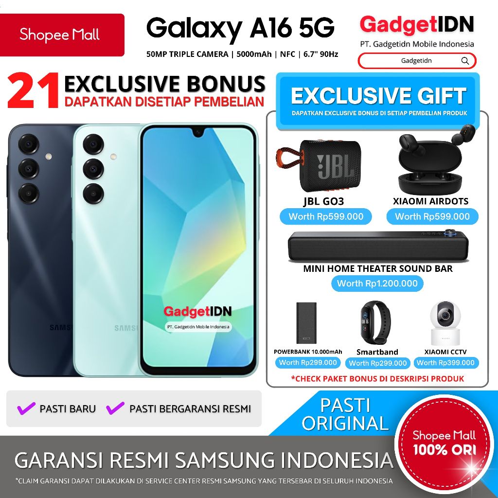 SAMSUNG Galaxy A16 5G 8/256GB Garansi Resmi Samsung