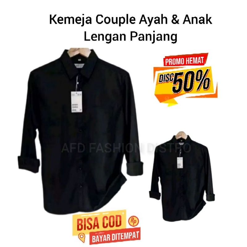 NEW Kemeja Couple sweet || kemeja couple polos ayah dan anak lengan panjang cowok hitam katun viral 