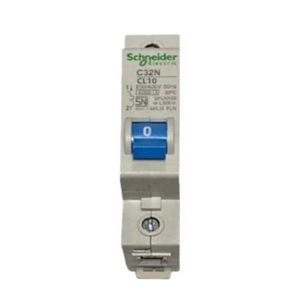 MCB SCHNEIDER 10 AMPERE 10A CL10 C32N BIRU SPLN PLN BENSER 2300W 2300WATT PEMUTUS ARUS KWH LISTRIK M