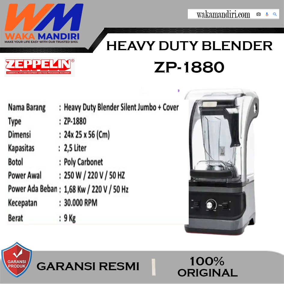 Zeppelin Heavy Duty Blender Silent Jumbo + Cover