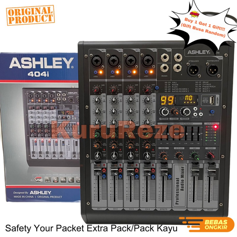 Mixer Ashley 404i Original 4 Channel Bluetooth mixer 404i mixer 404 i Soundcard