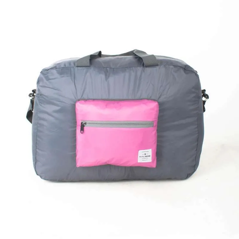 Tas Lipat Kalibre Travel Foldable Bag 22L Abu Pink 931078999 Selempang Jinjing Pakaian Pria Wanita O