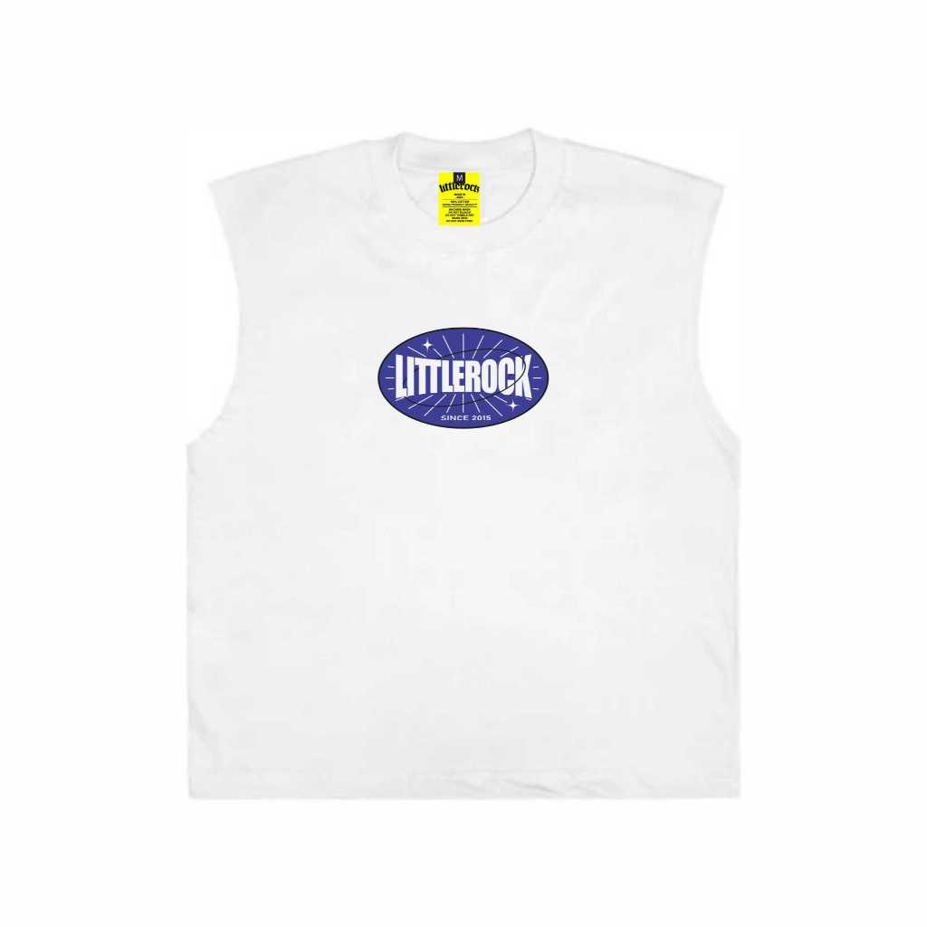 Littlerock Clothing CutOff Oversized T-Shirt Ourange White I Baju Kaos Singlet Sleeveless Oversize T