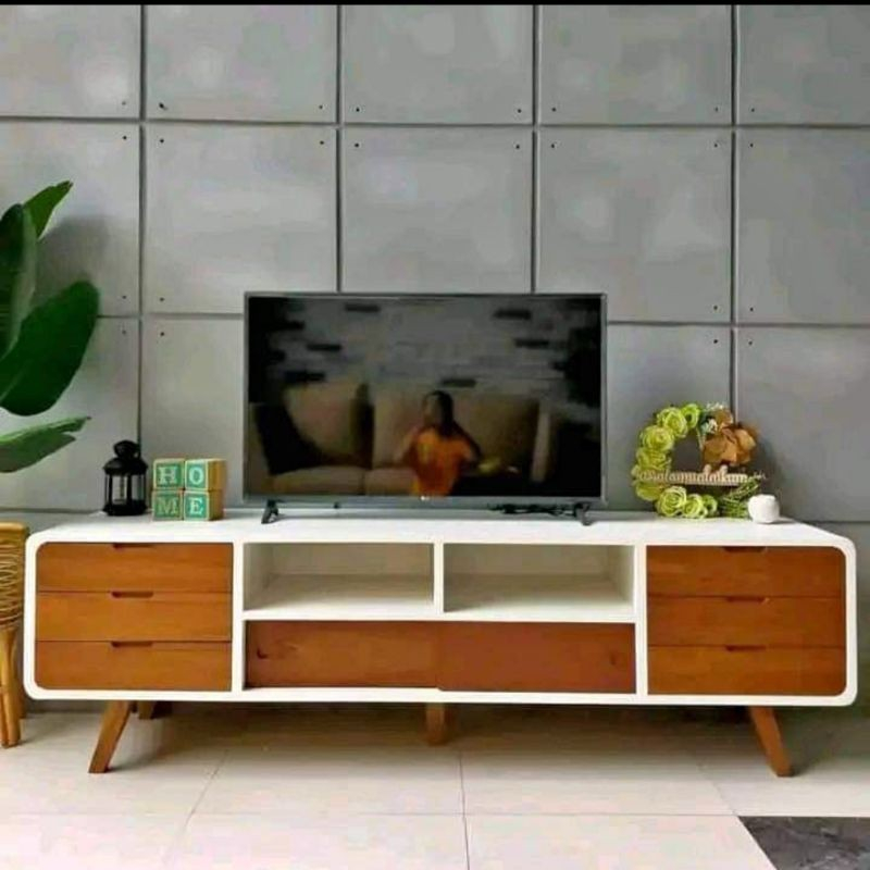 Bufet Retro Minimalis Kayu Jati Jepara - Furniture Perhutani Elegan & Tahan Lama