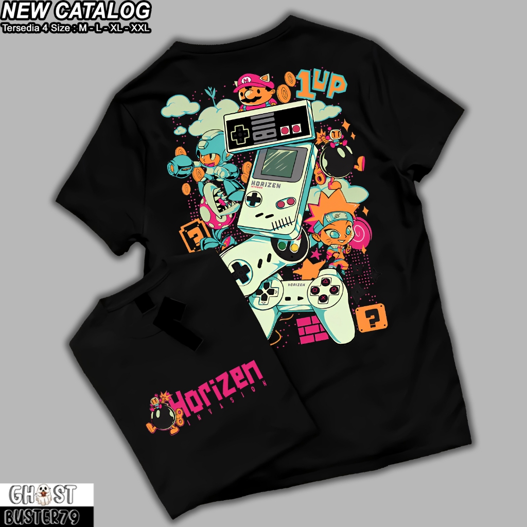 T-Shirt Horizen Invasion Kaos Distro Game Generation Pria Wanita Baju Distro Biru Benhur Cowok Cewek