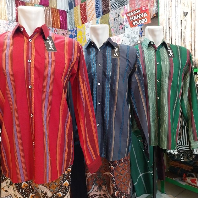 kemeja motif sarung / kemeja pria garis bordir / kemeja bordir pria / kemeja salur pria / kemeja hor