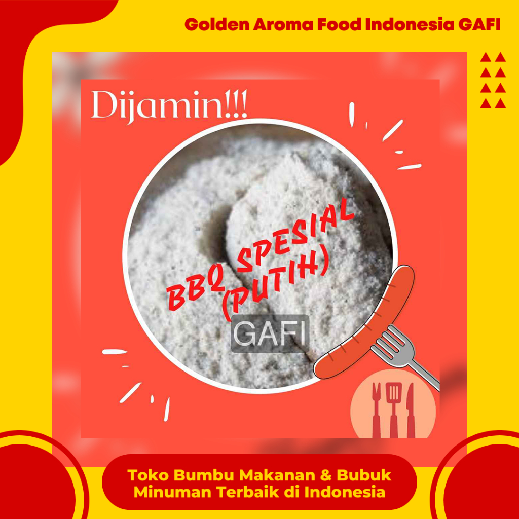 

Bumbu Tabur Rasa Barbeque Spesial Putih 1 kg Enak Murah Lezat Gurih Halal, Special White Bbq Flavour Seasoning Powder 1 kg