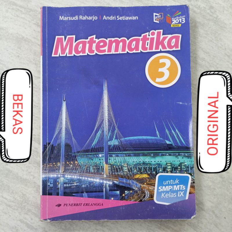 Buku Matematika MTK kelas 9 IX 3 III SMP MTS Penerbit Erlangga Kurikulum 2013 Revisi - Marsudi Rahar