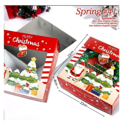 

Cake Box Dus Kue Bolu Hampers Box Christmas Persegi 22x22 cm SPRING41